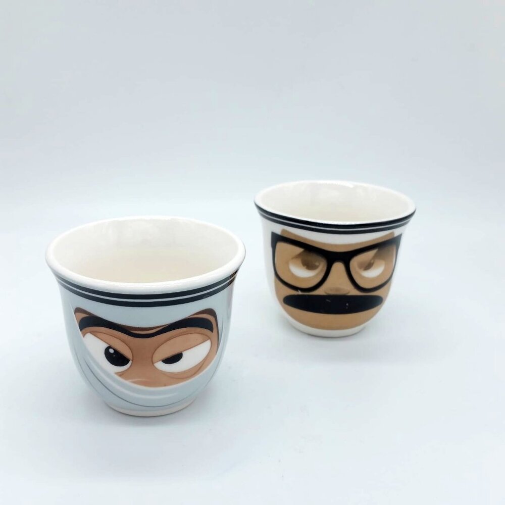 2 Nescafe Arabiana Collectors Face Turkish Espresso Coffee Cups
